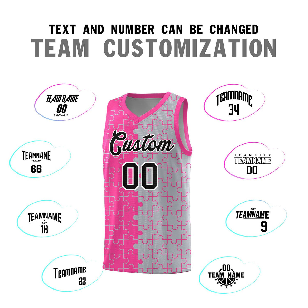 Custom Pink Gray Basketball Jersey