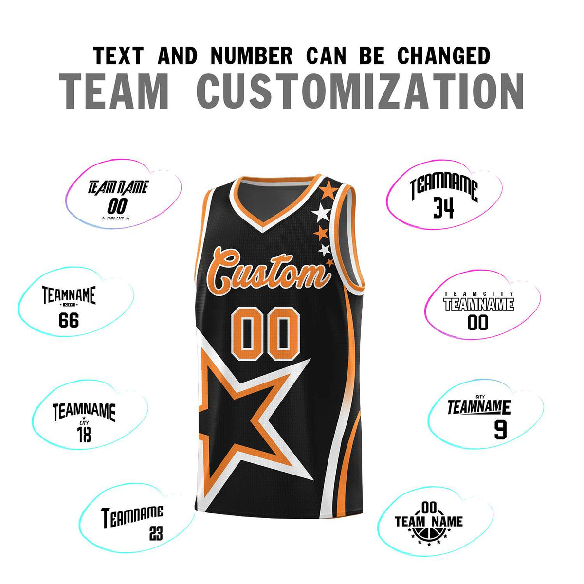 Custom Black Shoulder Stars Graffiti Pattern Sets Basketball Jersey