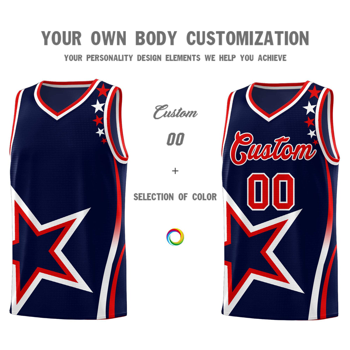 Custom Navy Shoulder Stars Graffiti Pattern Sets Basketball Jersey