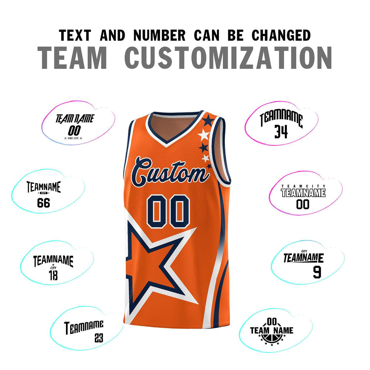 Custom Gold Orange Shoulder Stars Graffiti Pattern Sets Basketball Jersey