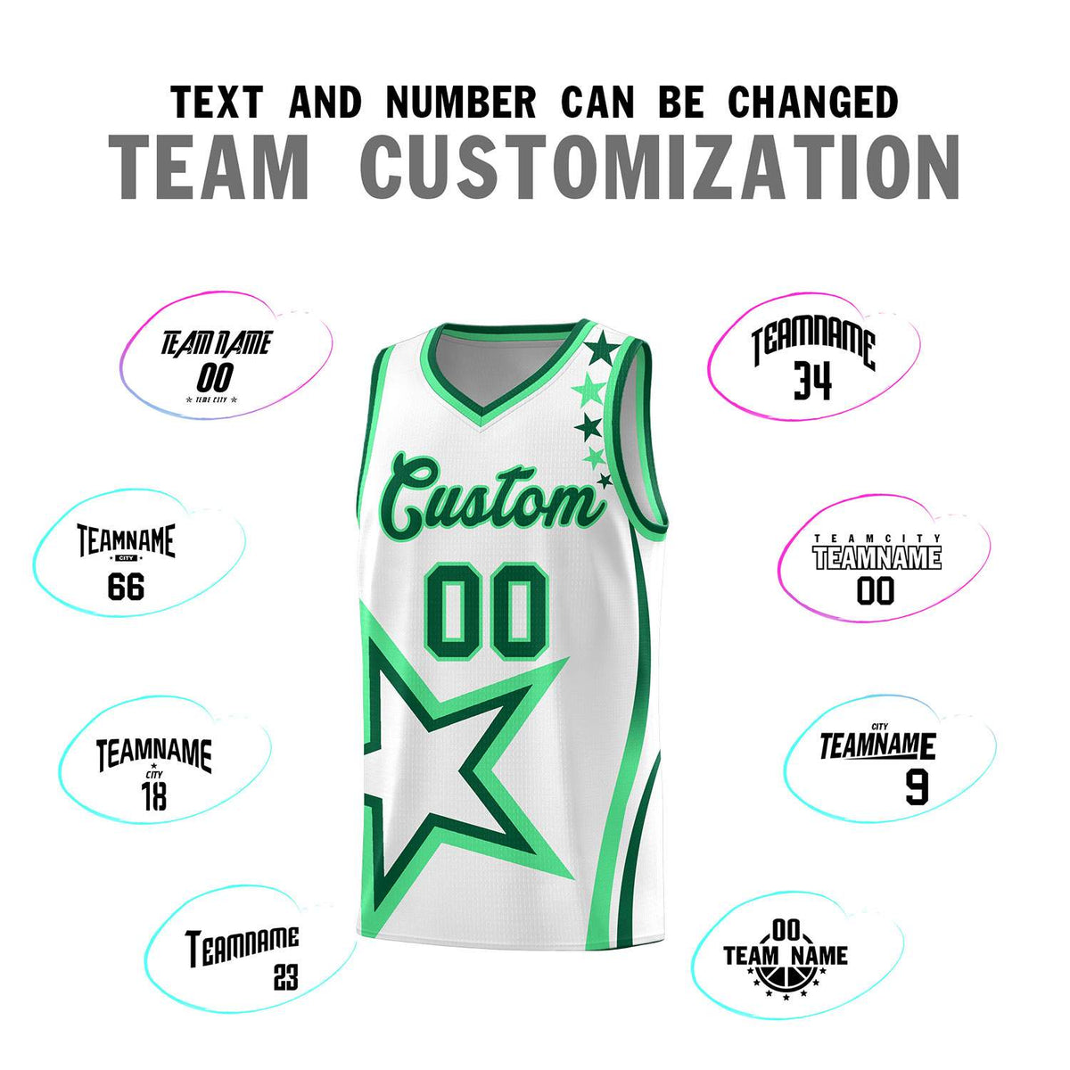 Custom White Shoulder Stars Graffiti Pattern Sets Basketball Jersey