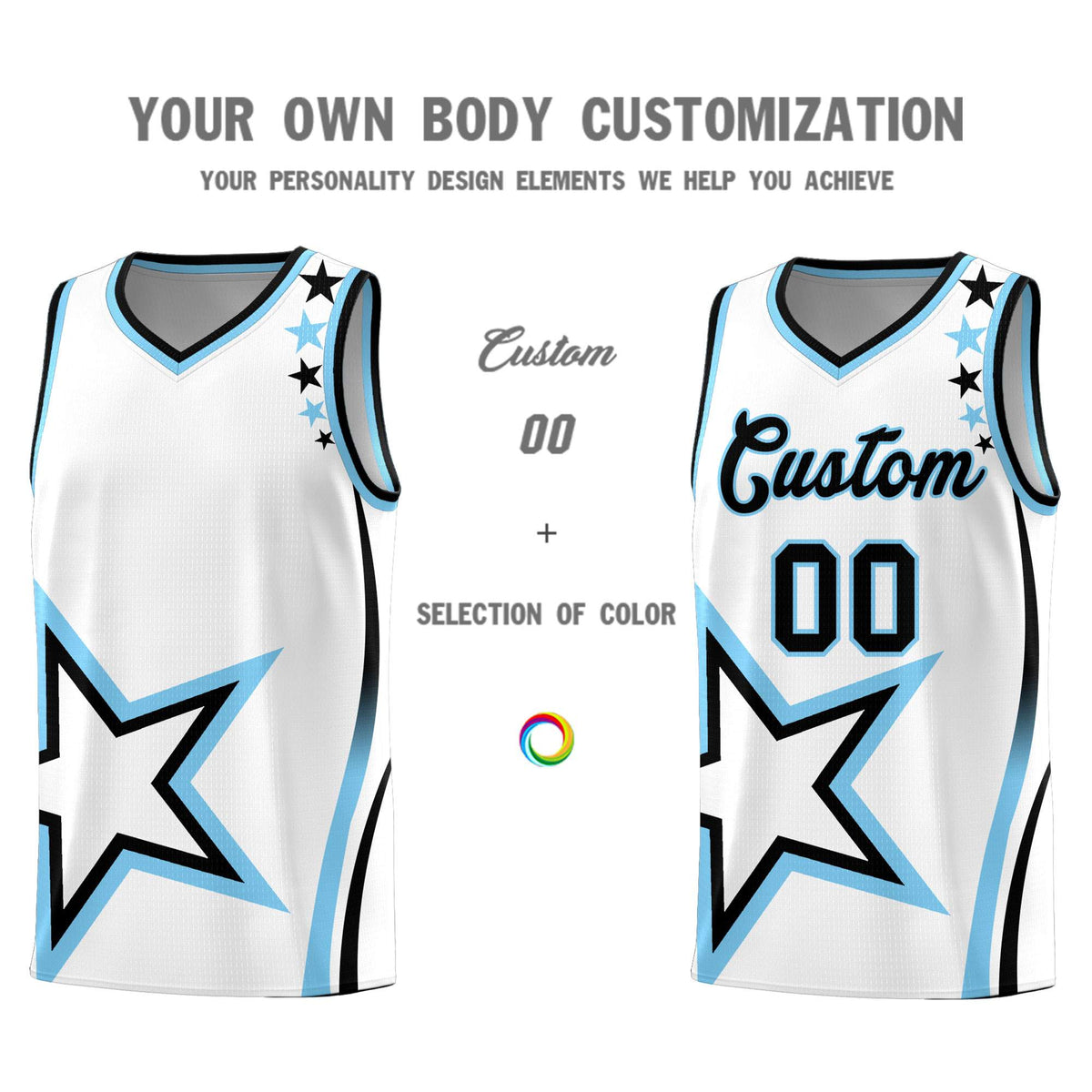 Custom White Shoulder Stars Graffiti Pattern Sets Basketball Jersey