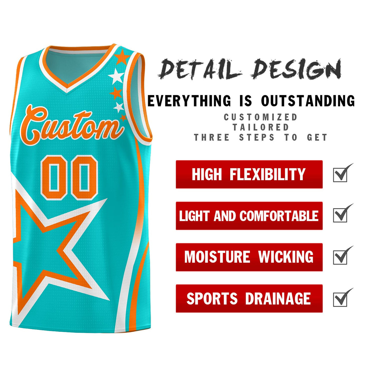 Custom Aqua Shoulder Stars Graffiti Pattern Sets Basketball Jersey