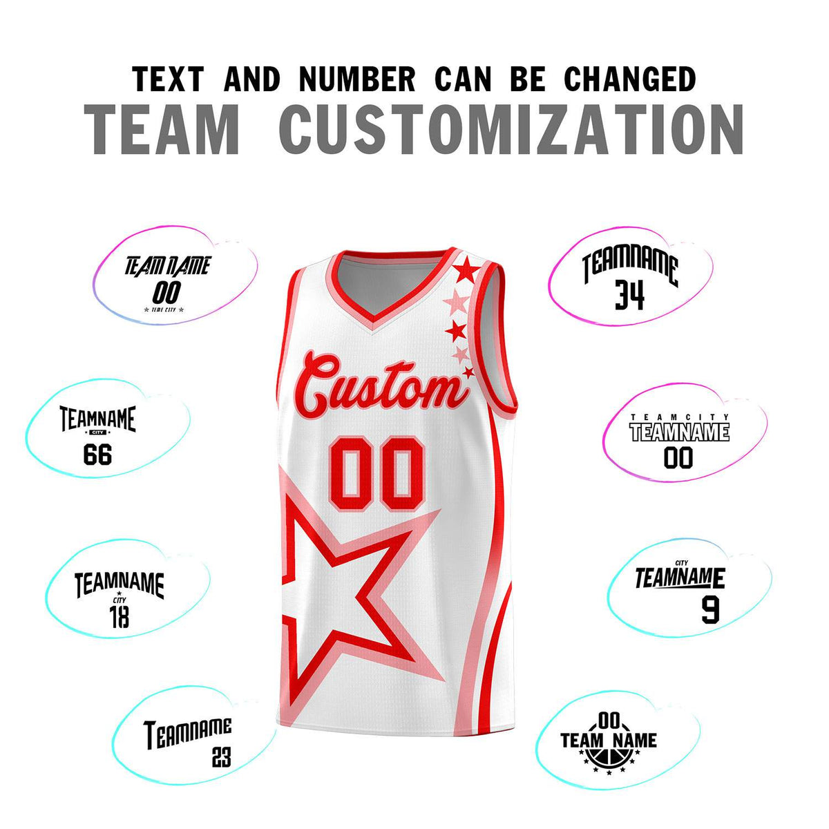 Custom White Shoulder Stars Graffiti Pattern Sets Basketball Jersey