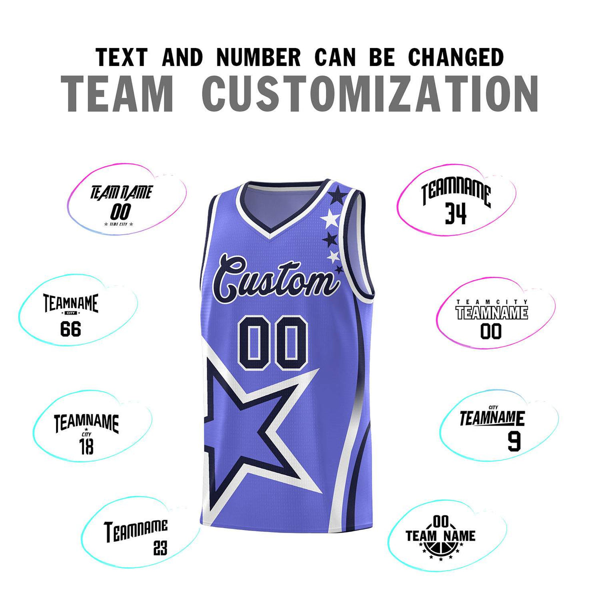Custom Purple Shoulder Stars Graffiti Pattern Sets Basketball Jersey