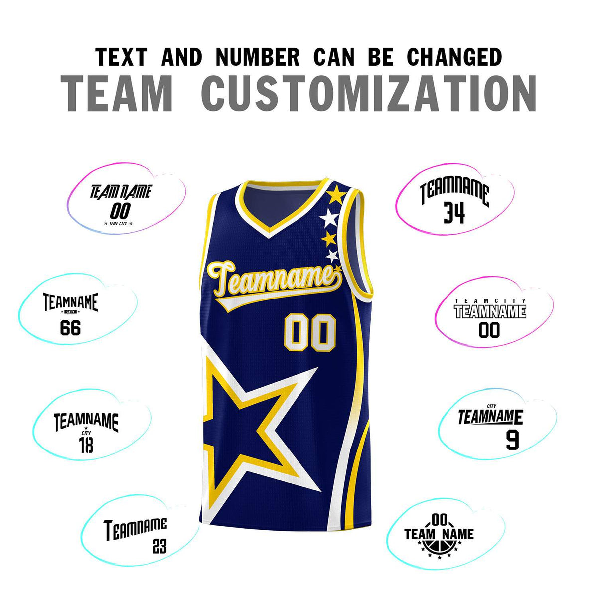 Custom Navy Shoulder Stars Graffiti Pattern Sets Basketball Jersey