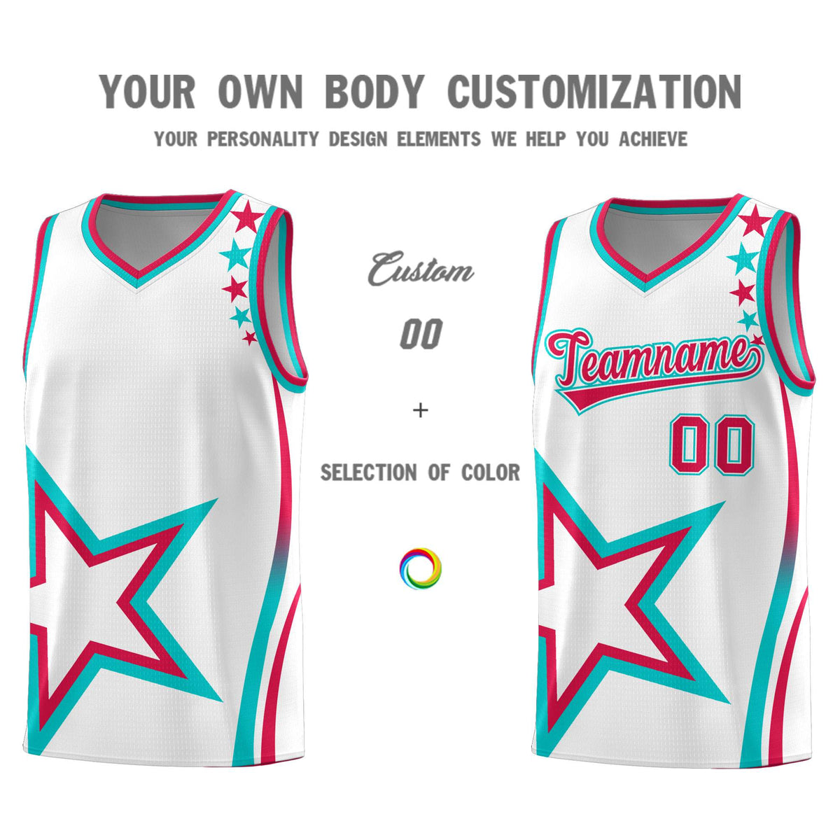 Custom White Shoulder Stars Graffiti Pattern Sets Basketball Jersey