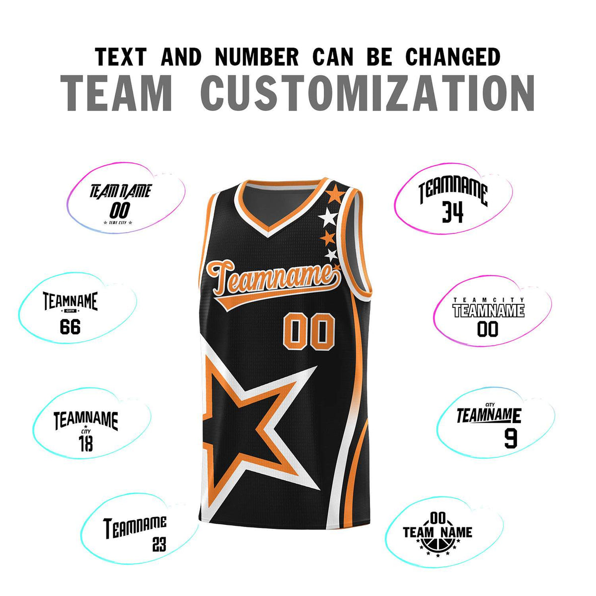 Custom Black Shoulder Stars Graffiti Pattern Sets Basketball Jersey