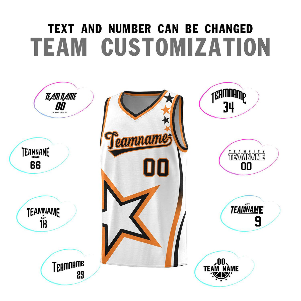 Custom White Shoulder Stars Graffiti Pattern Sets Basketball Jersey