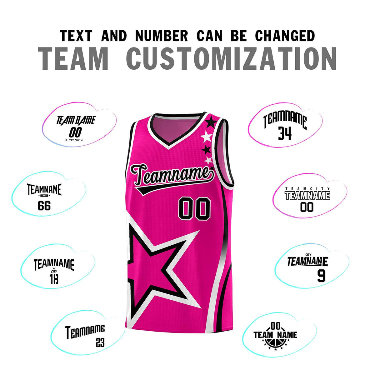 Custom Pink Shoulder Stars Graffiti Pattern Sets Basketball Jersey