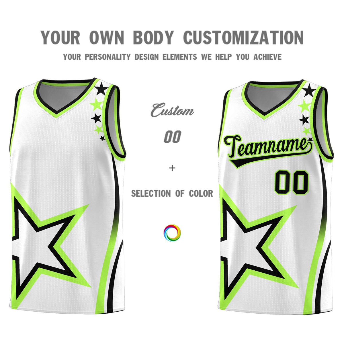 Custom White Shoulder Stars Graffiti Pattern Sets Basketball Jersey