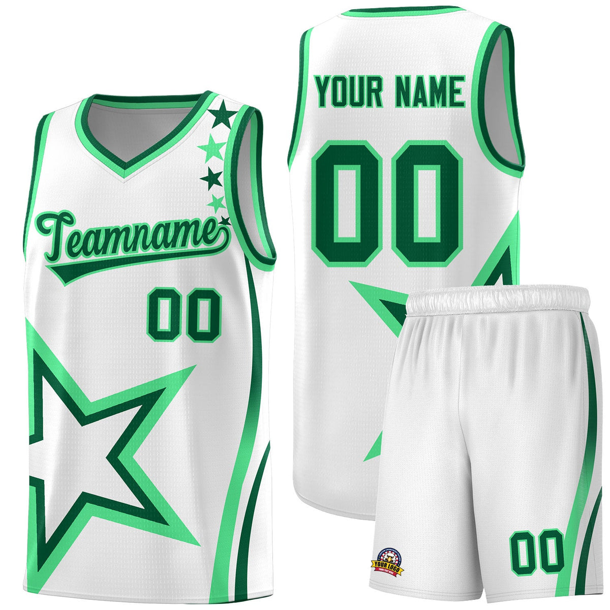 Custom White Shoulder Stars Graffiti Pattern Sets Basketball Jersey