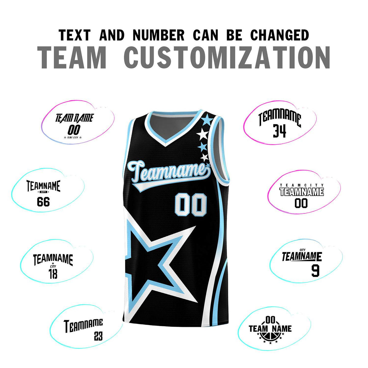Custom Black Shoulder Stars Graffiti Pattern Sets Basketball Jersey