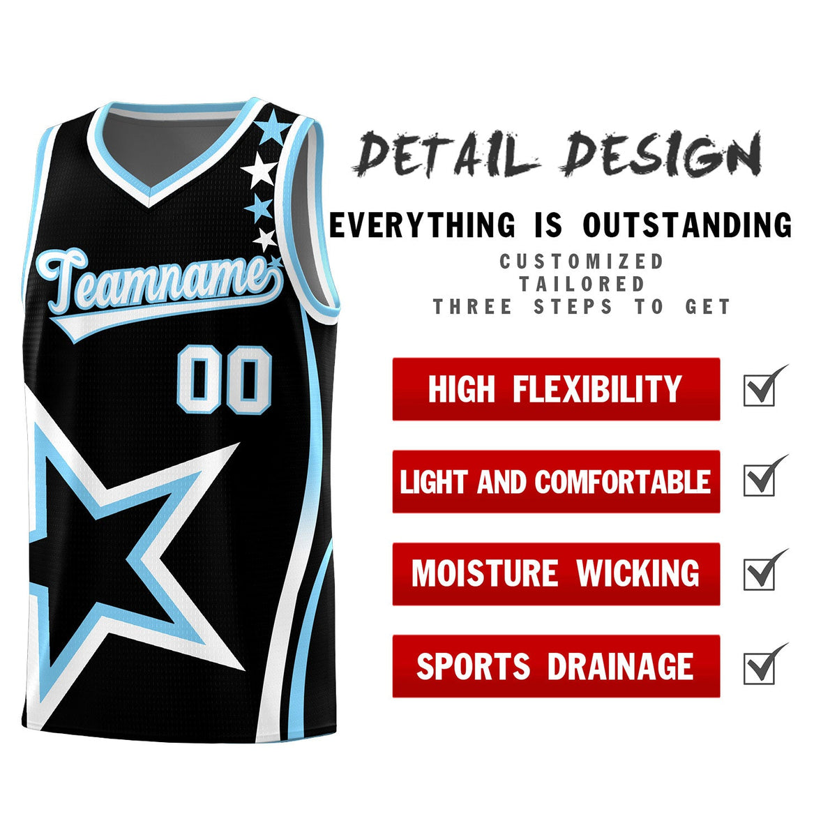 Custom Black Shoulder Stars Graffiti Pattern Sets Basketball Jersey