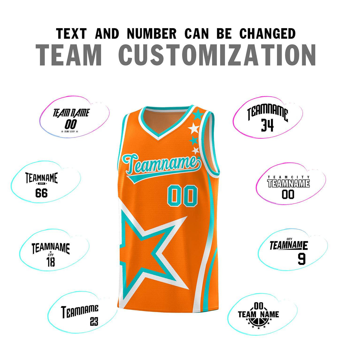 Custom Orange Shoulder Stars Graffiti Pattern Sets Basketball Jersey
