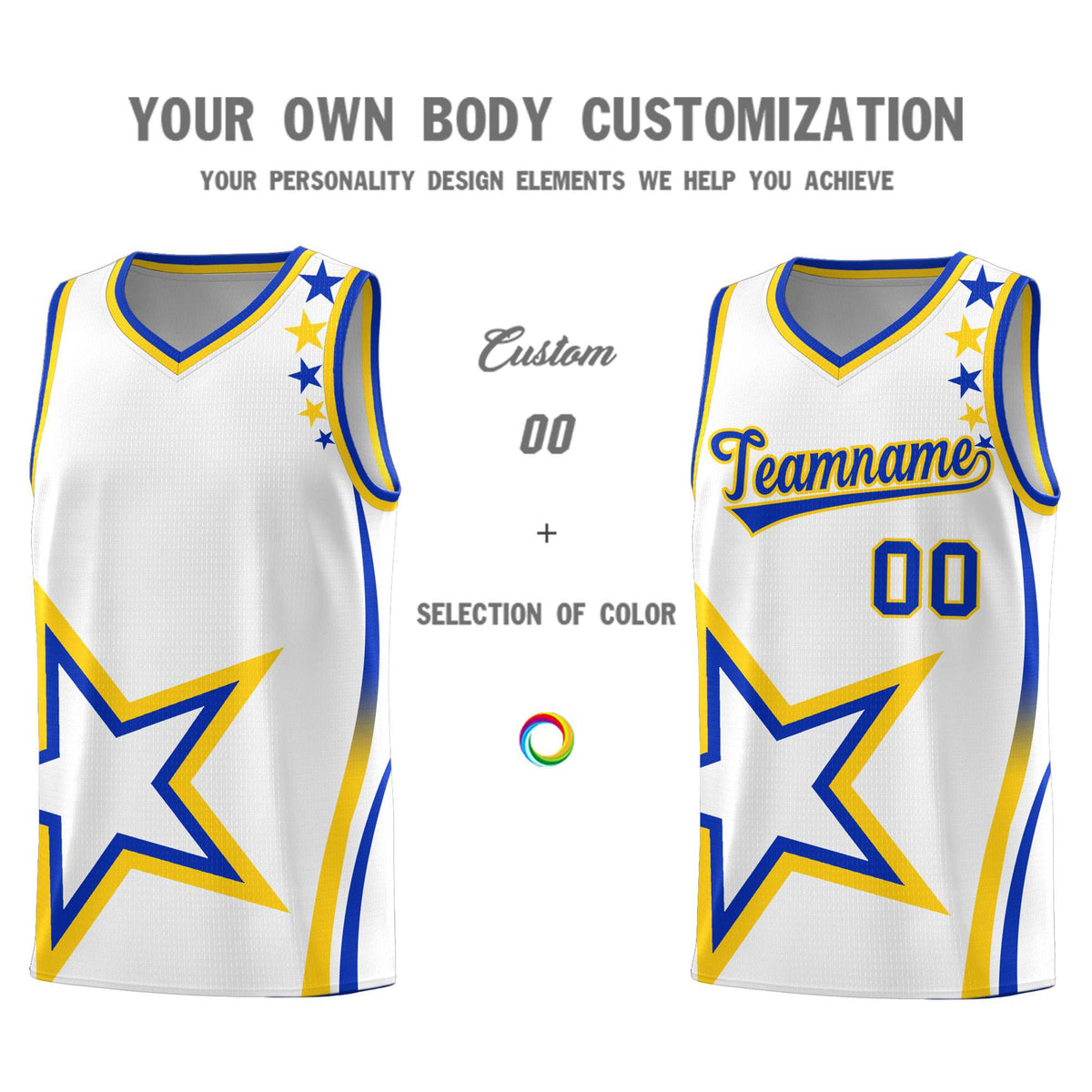 Custom White Shoulder Stars Graffiti Pattern Sets Basketball Jersey