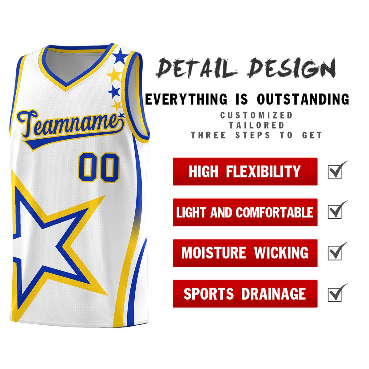 Custom White Shoulder Stars Graffiti Pattern Sets Basketball Jersey