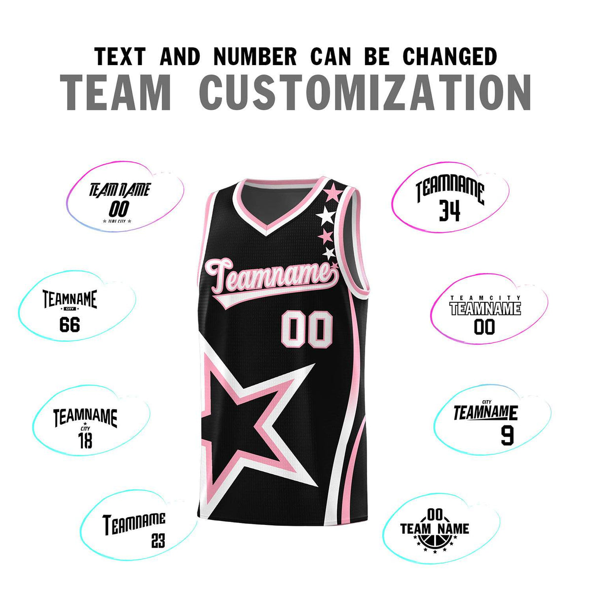 Custom Black Shoulder Stars Graffiti Pattern Sets Basketball Jersey