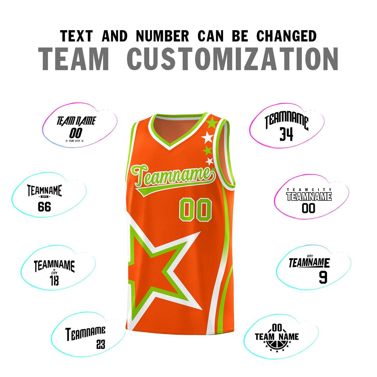 Custom Orange Shoulder Stars Graffiti Pattern Sets Basketball Jersey