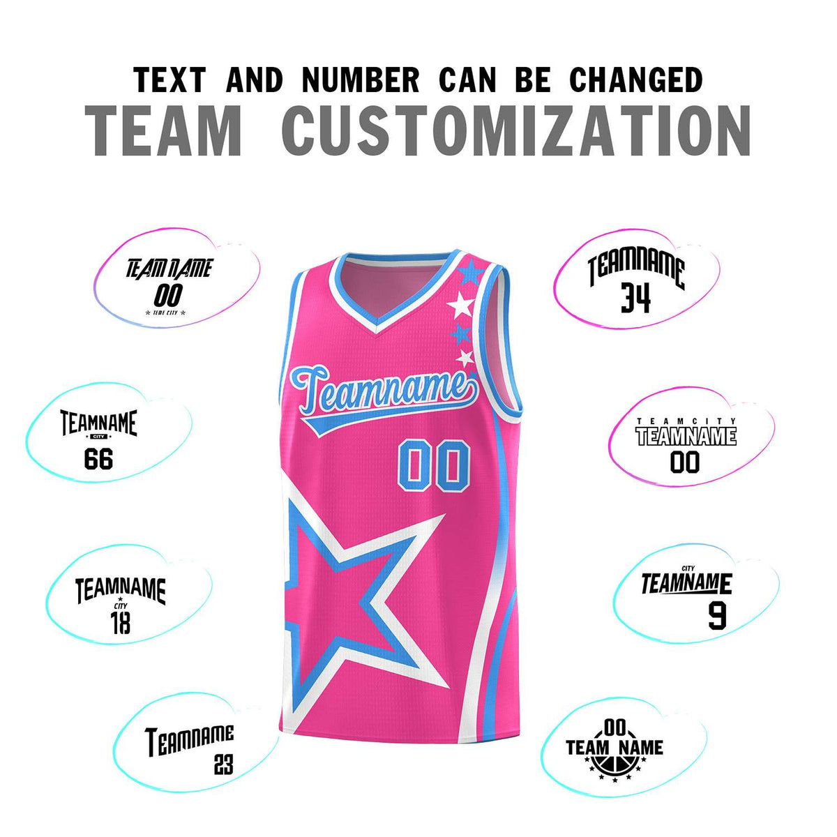 Custom Pink Shoulder Stars Graffiti Pattern Sets Basketball Jersey