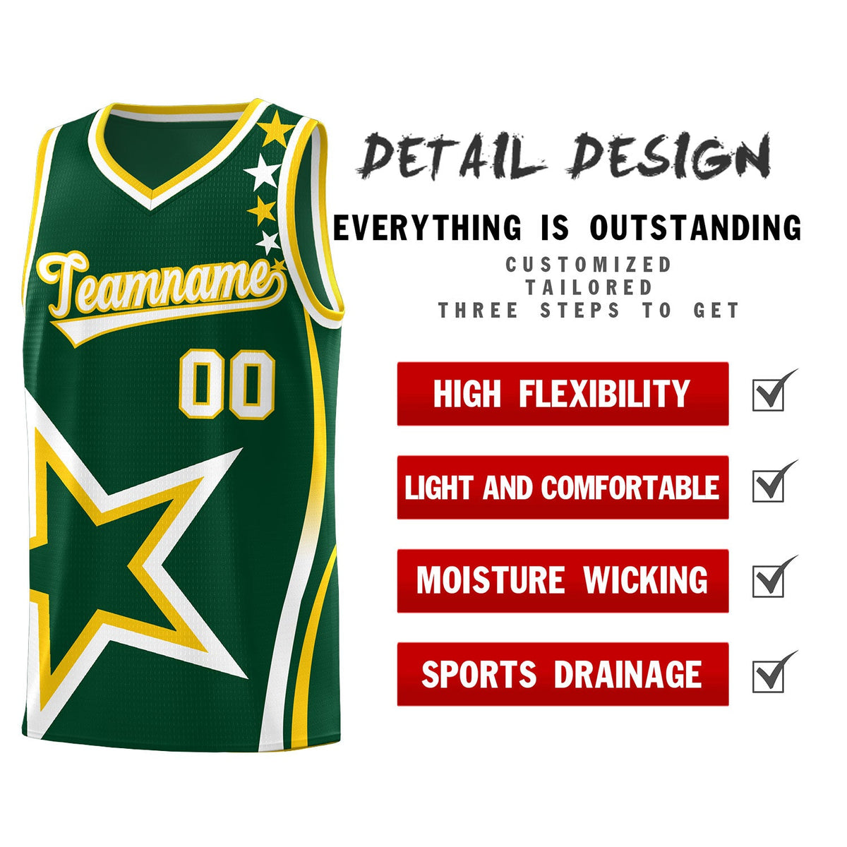 Custom Hunter Green Shoulder Stars Graffiti Pattern Sets Basketball Jersey