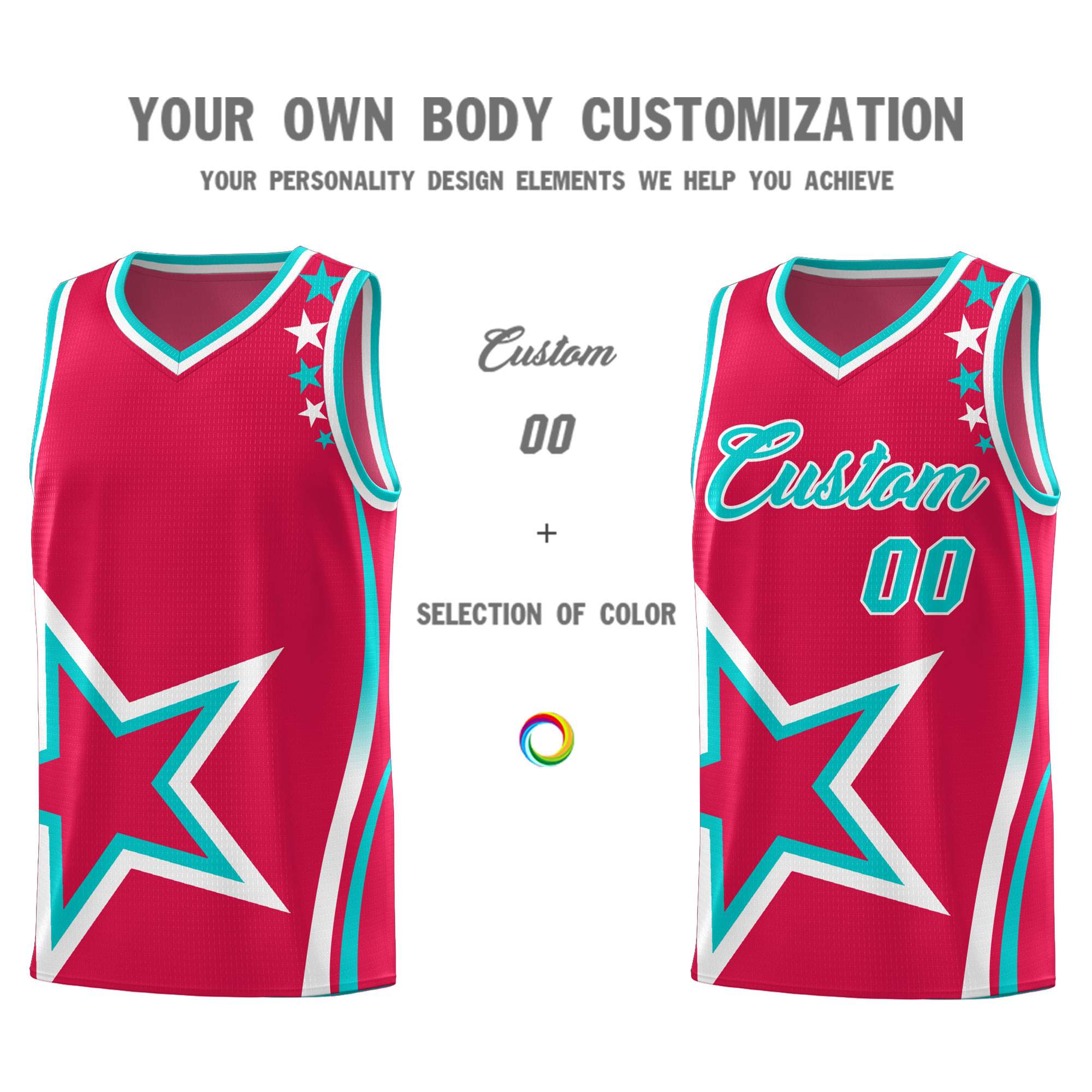 Custom Red Shoulder Stars Graffiti Pattern Sets Basketball Jersey