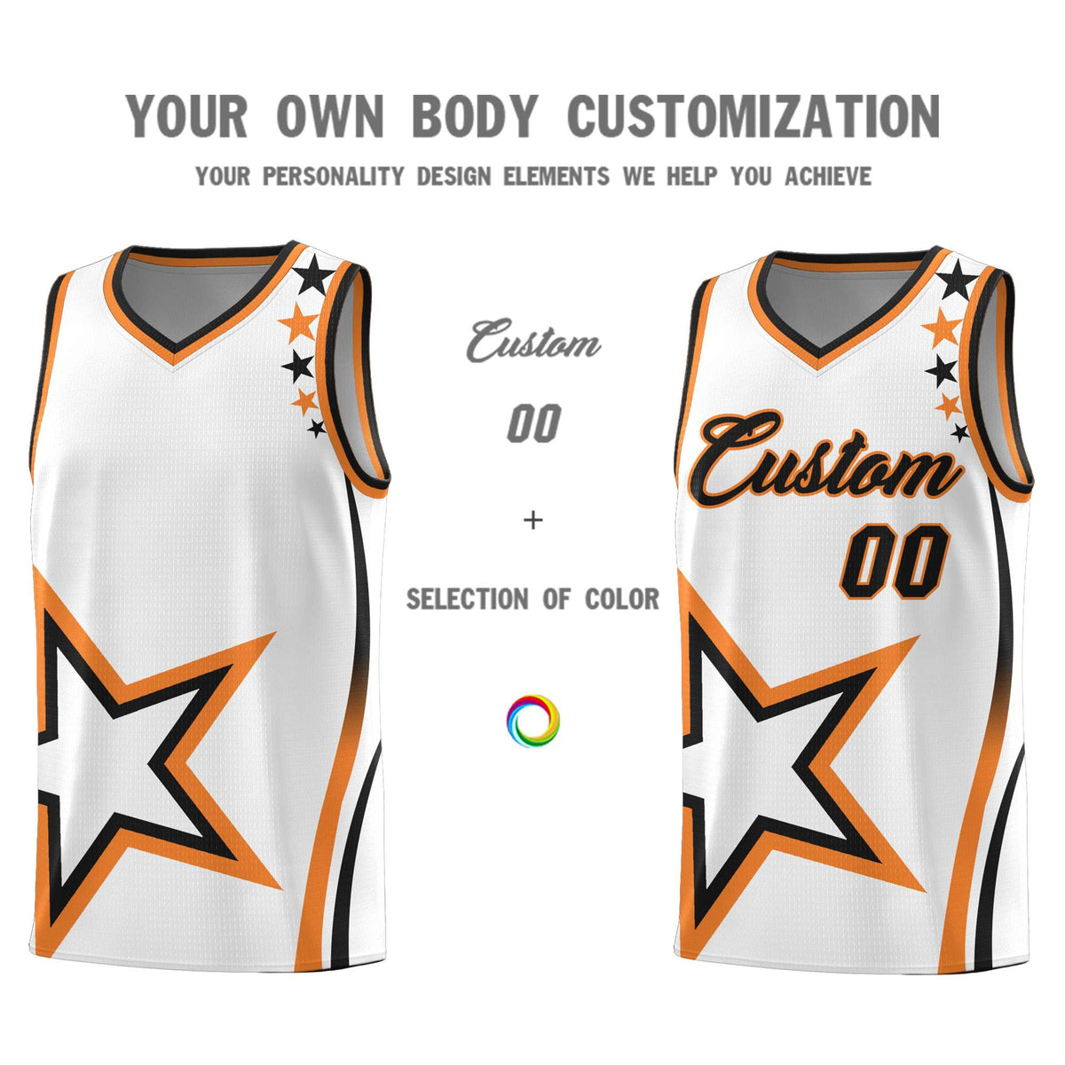Custom White Shoulder Stars Graffiti Pattern Sets Basketball Jersey