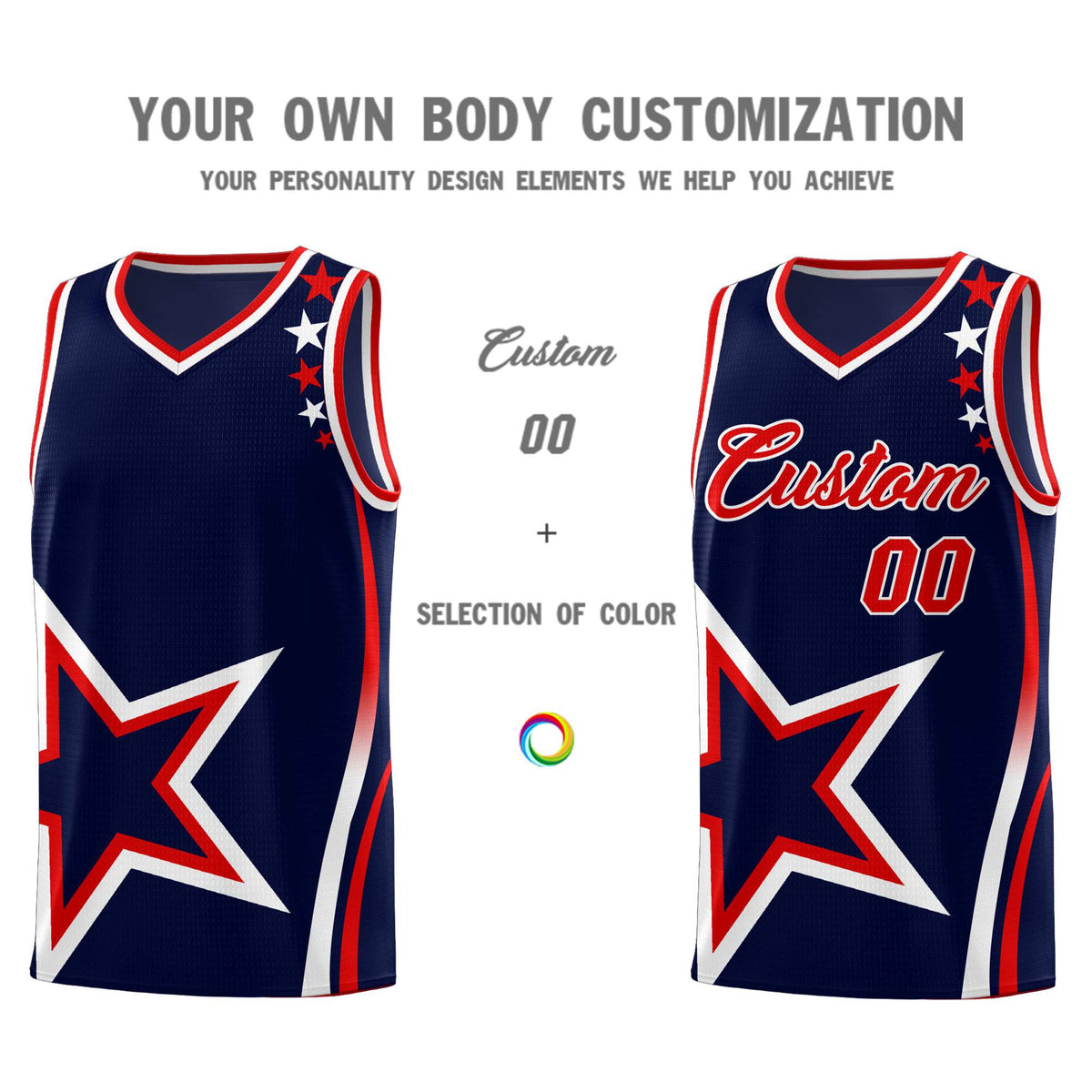Custom Navy Shoulder Stars Graffiti Pattern Sets Basketball Jersey