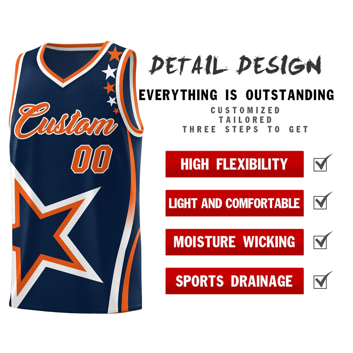 Custom Navy Shoulder Stars Graffiti Pattern Sets Basketball Jersey