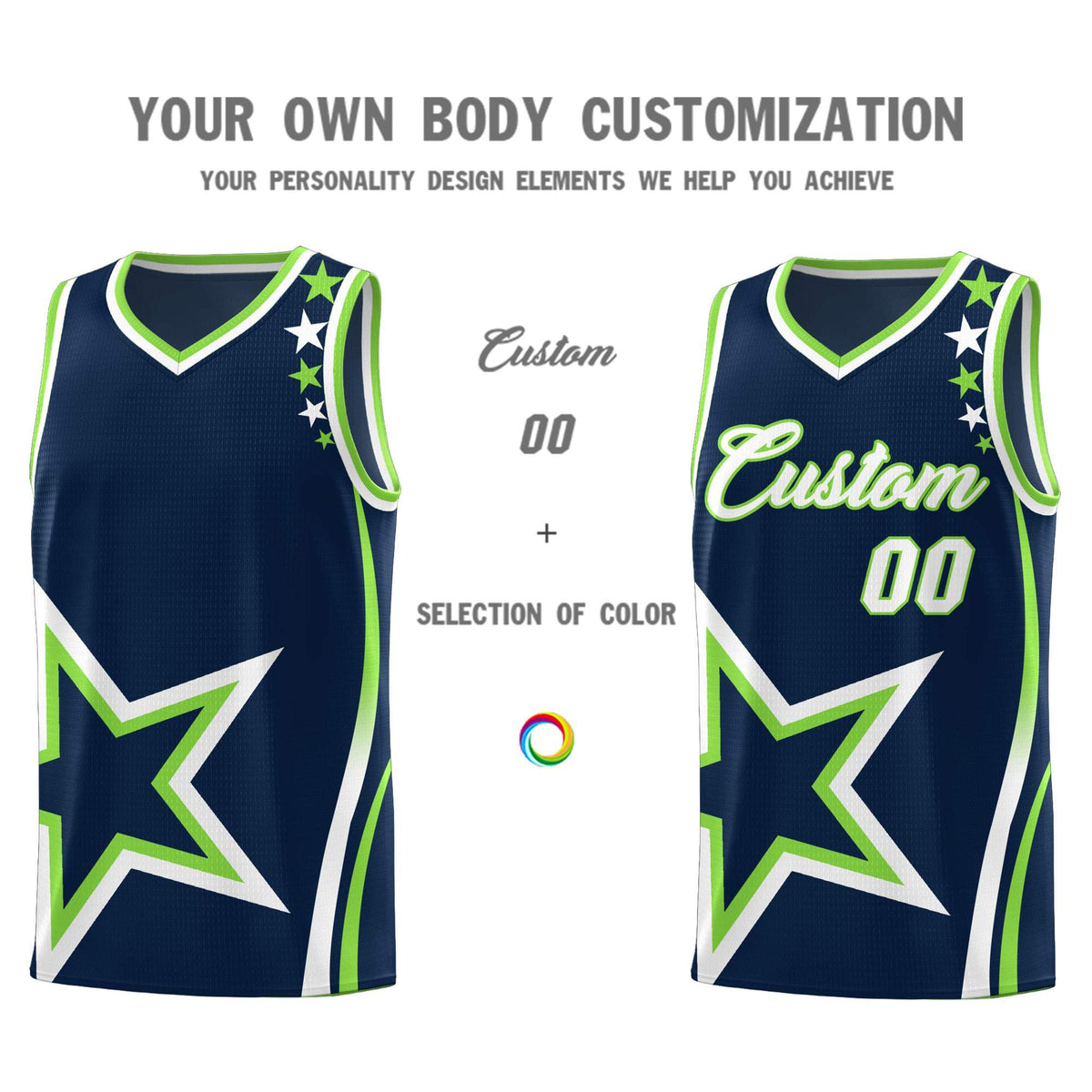 Custom Navy Shoulder Stars Graffiti Pattern Sets Basketball Jersey