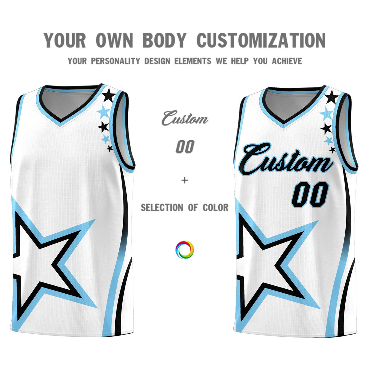 Custom White Shoulder Stars Graffiti Pattern Sets Basketball Jersey