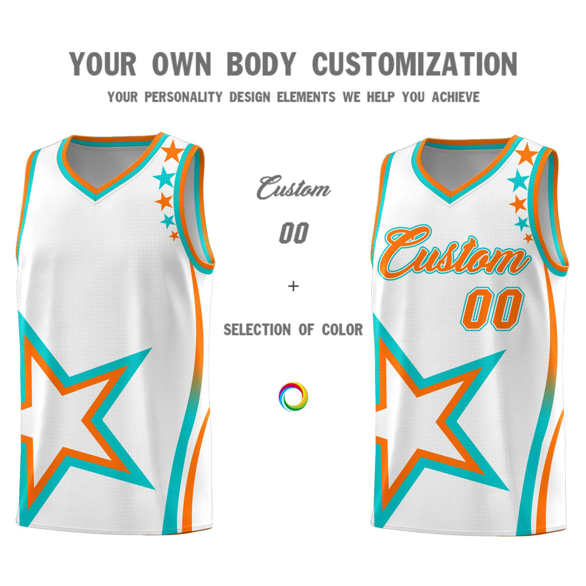 Custom White Shoulder Stars Graffiti Pattern Sets Basketball Jersey
