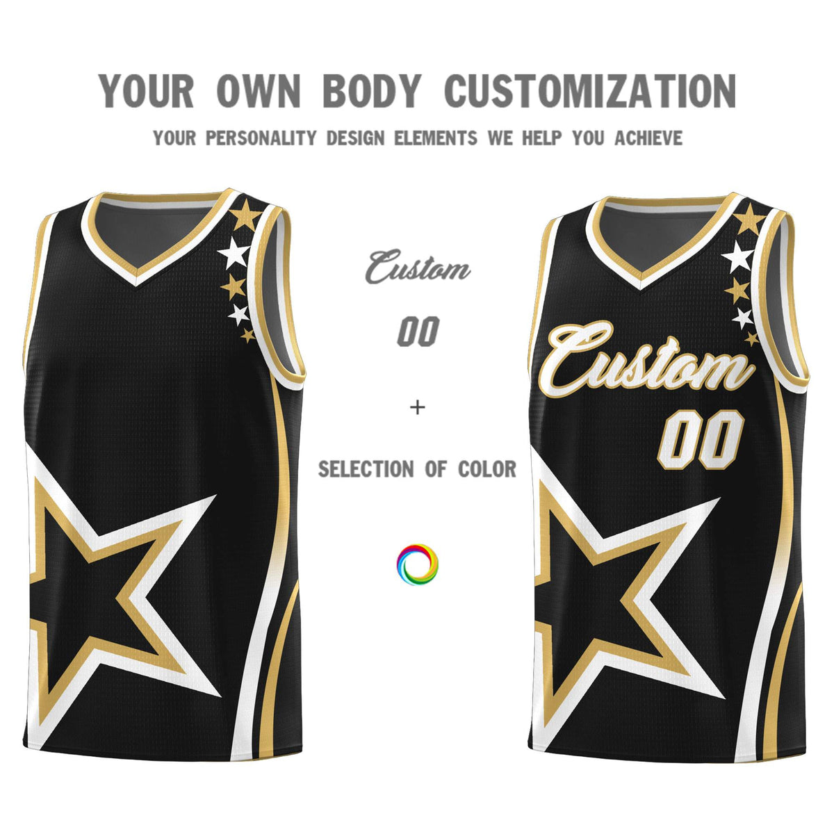 Custom Black Shoulder Stars Graffiti Pattern Sets Basketball Jersey