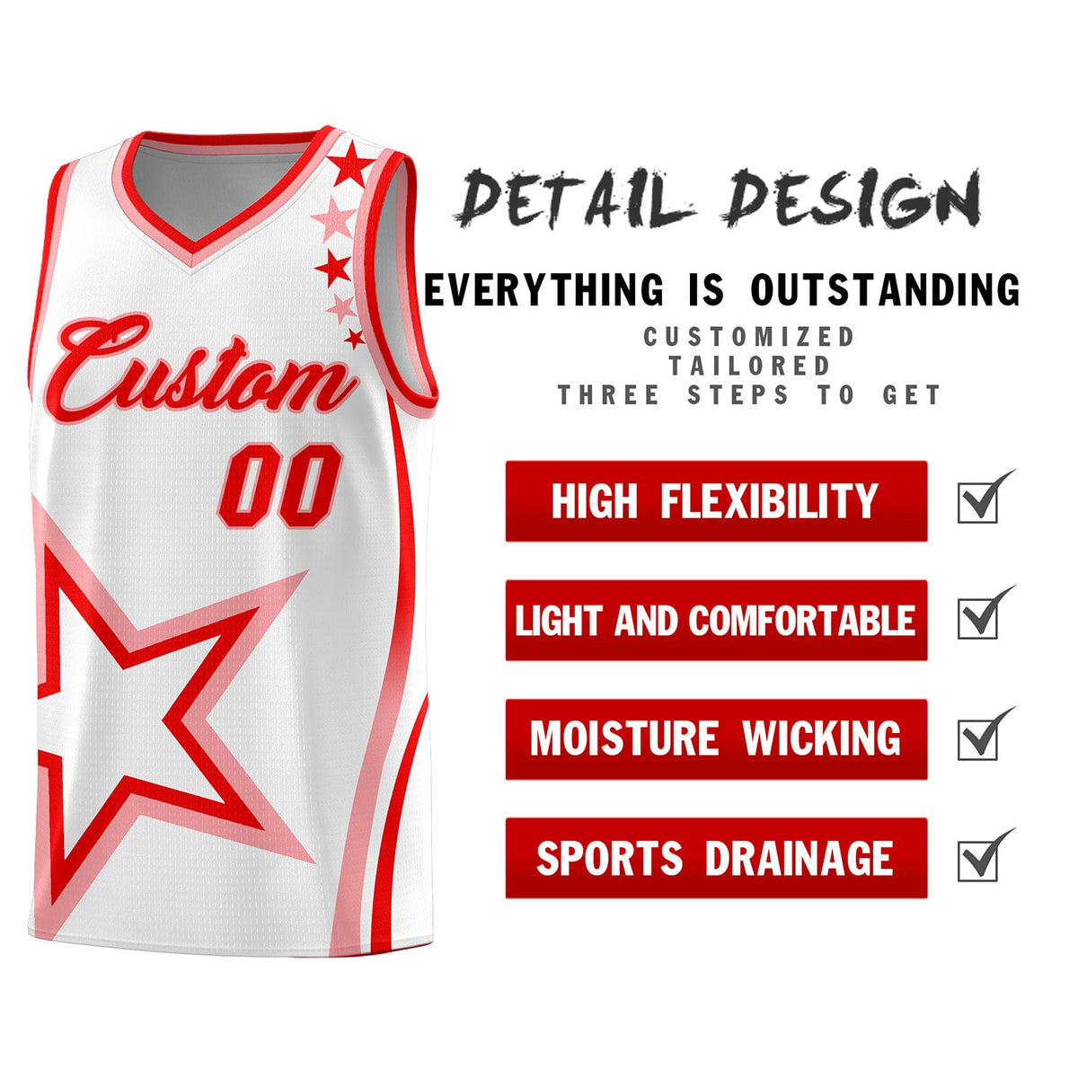 Custom White Shoulder Stars Graffiti Pattern Sets Basketball Jersey
