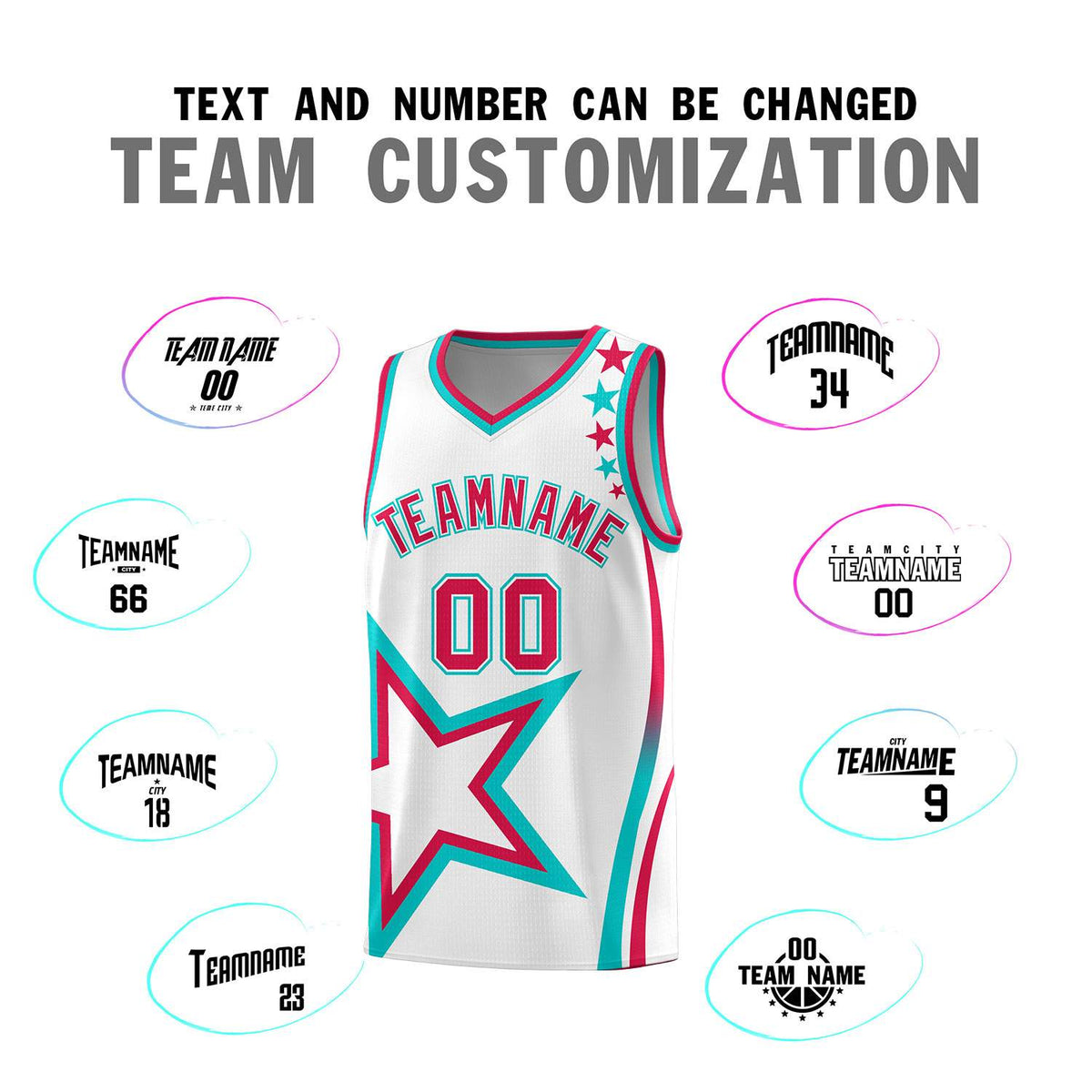 Custom White Shoulder Stars Graffiti Pattern Sets Basketball Jersey