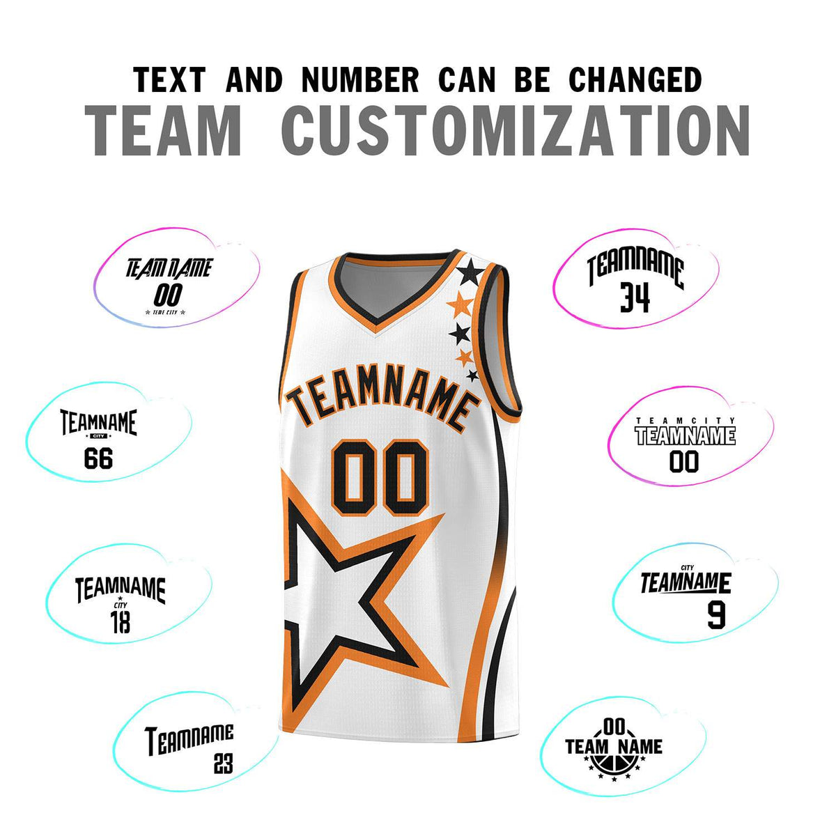 Custom White Shoulder Stars Graffiti Pattern Sets Basketball Jersey