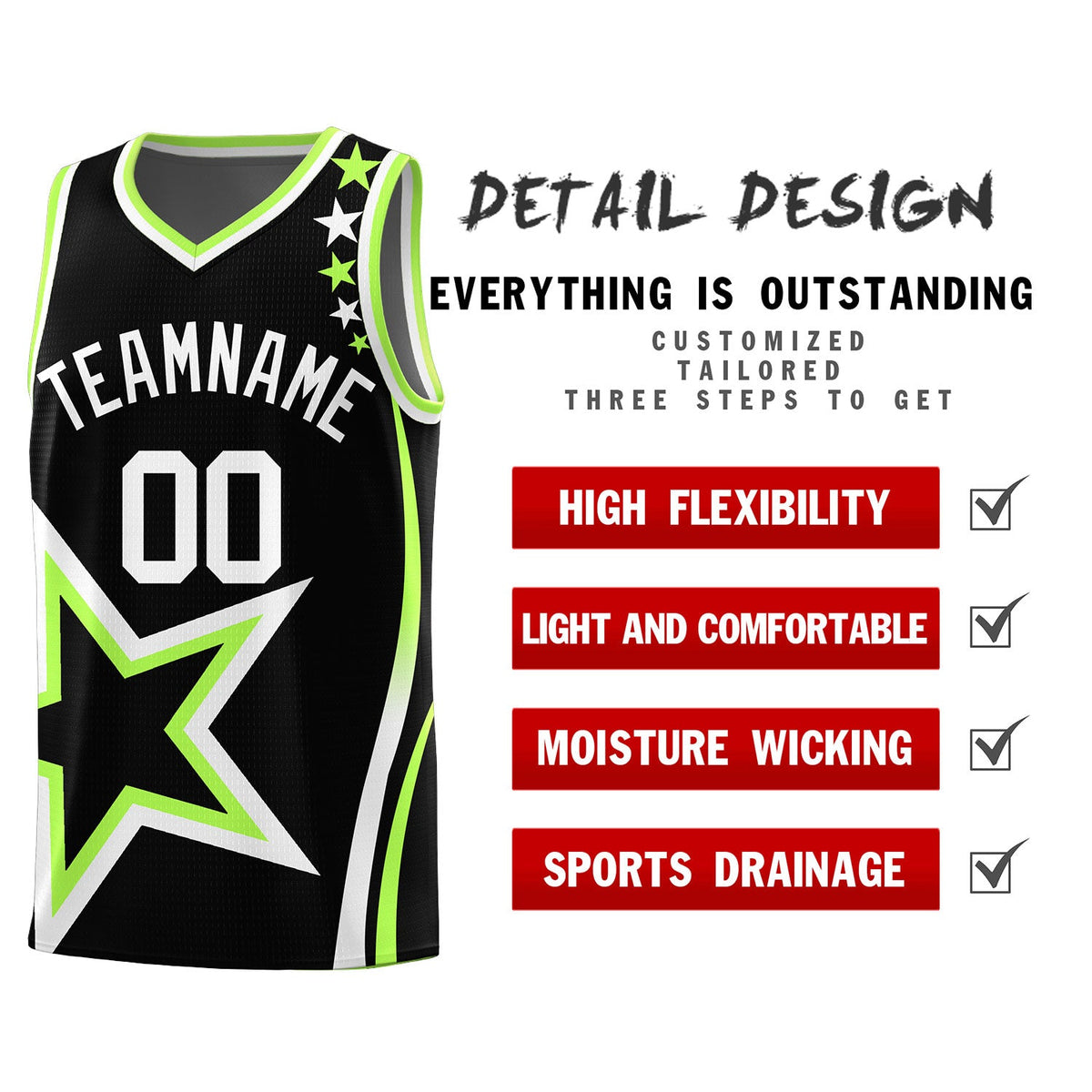 Custom Black Shoulder Stars Graffiti Pattern Sets Basketball Jersey