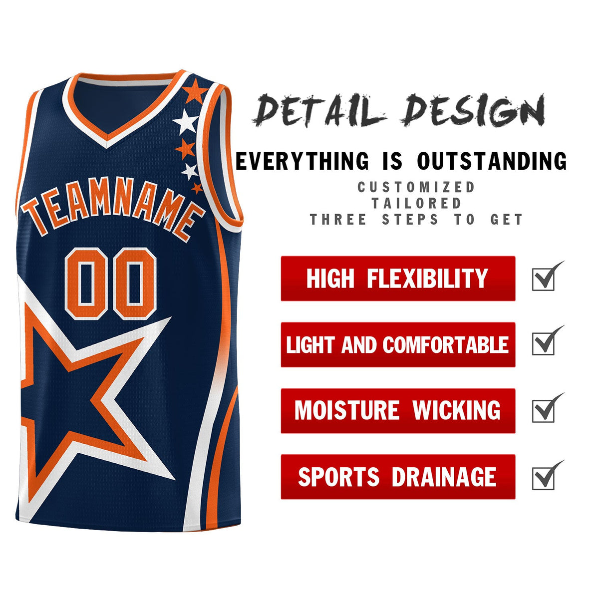 Custom Navy Shoulder Stars Graffiti Pattern Sets Basketball Jersey