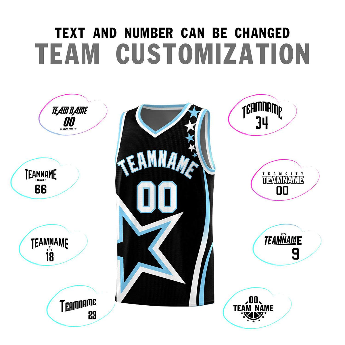Custom Black Shoulder Stars Graffiti Pattern Sets Basketball Jersey