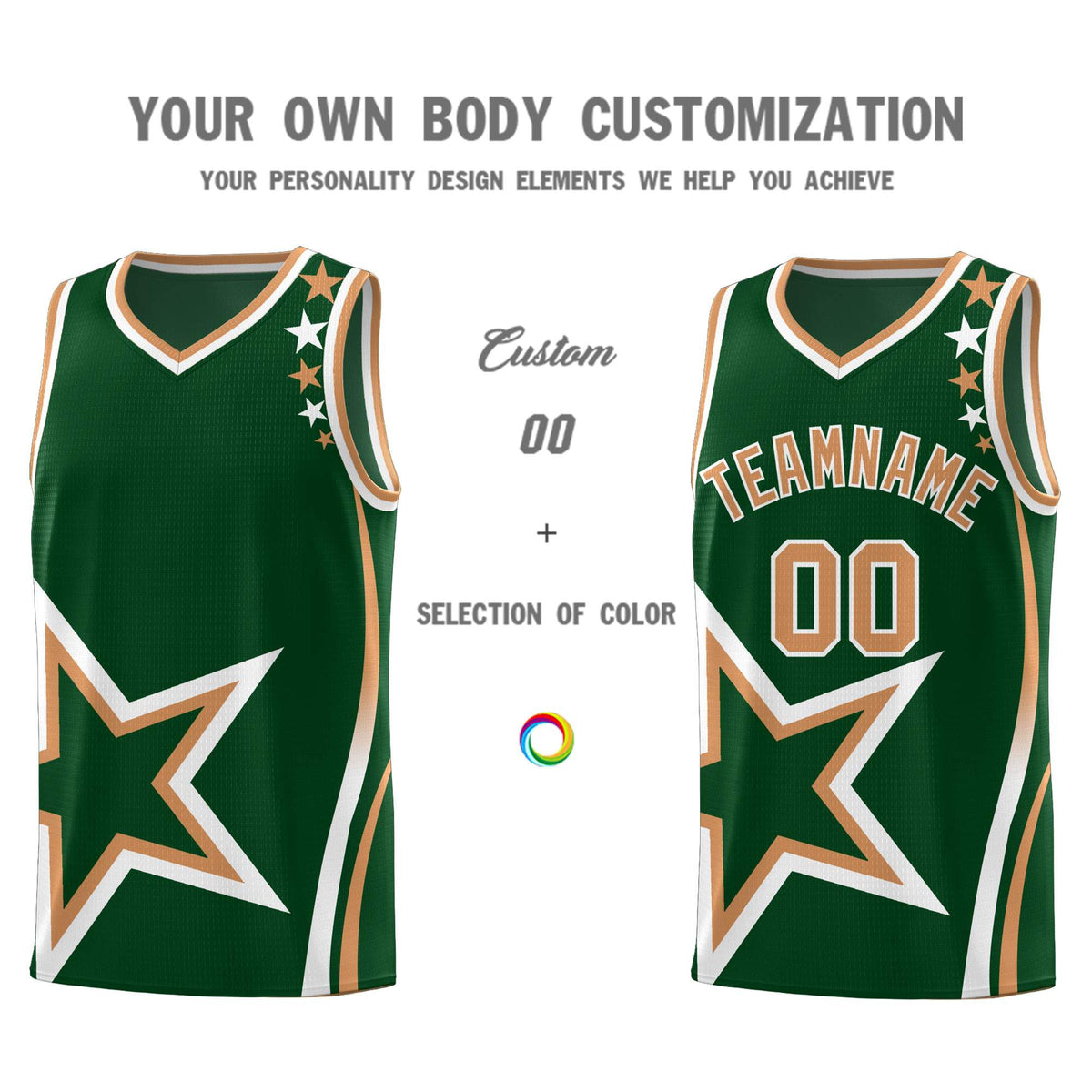 Custom Green Shoulder Stars Graffiti Pattern Sets Basketball Jersey