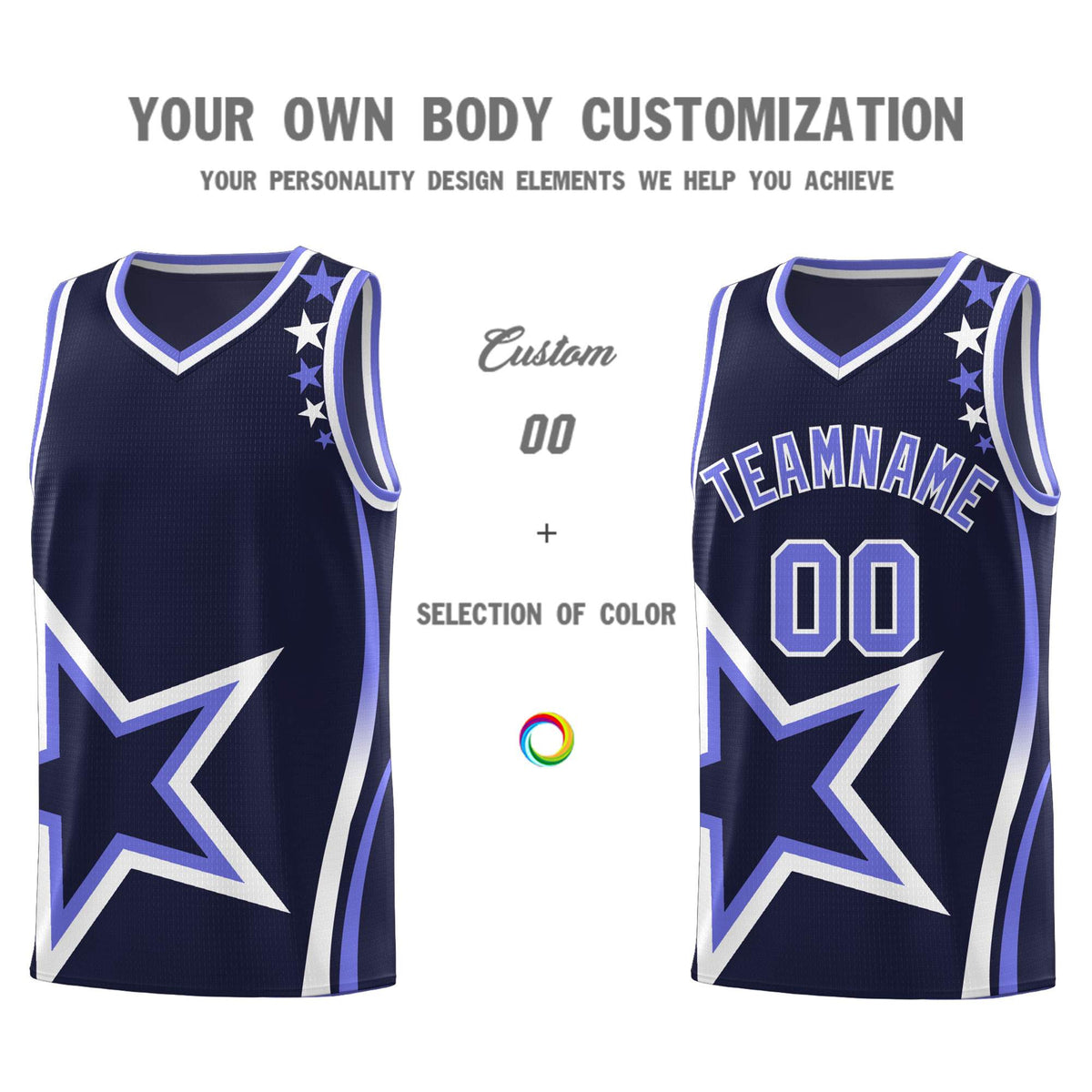 Custom Navy Shoulder Stars Graffiti Pattern Sets Basketball Jersey