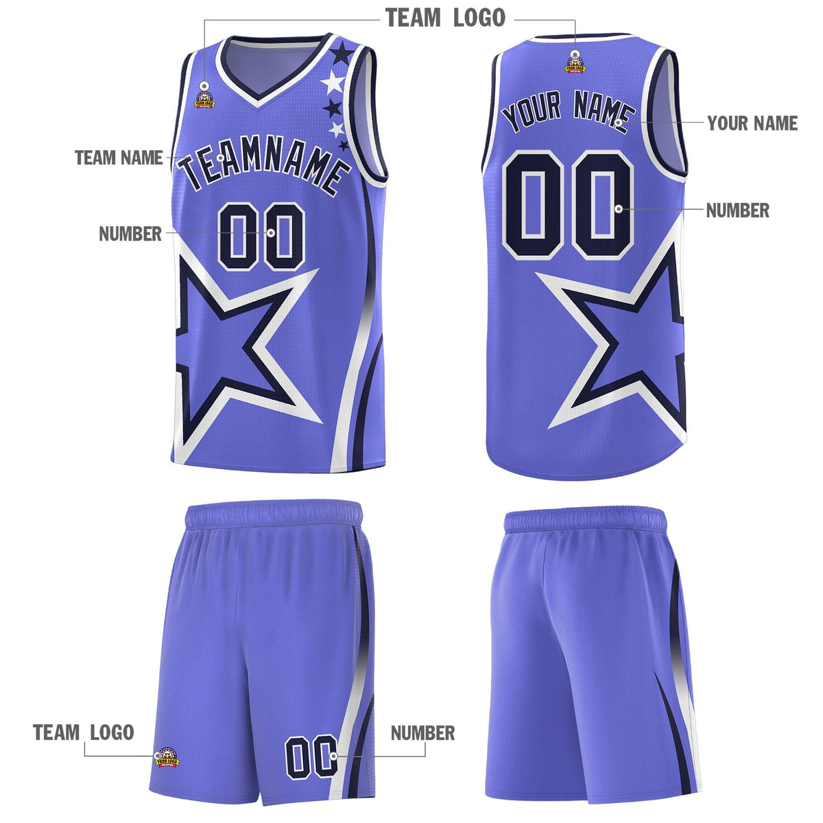 Custom Purple Shoulder Stars Graffiti Pattern Sets Basketball Jersey