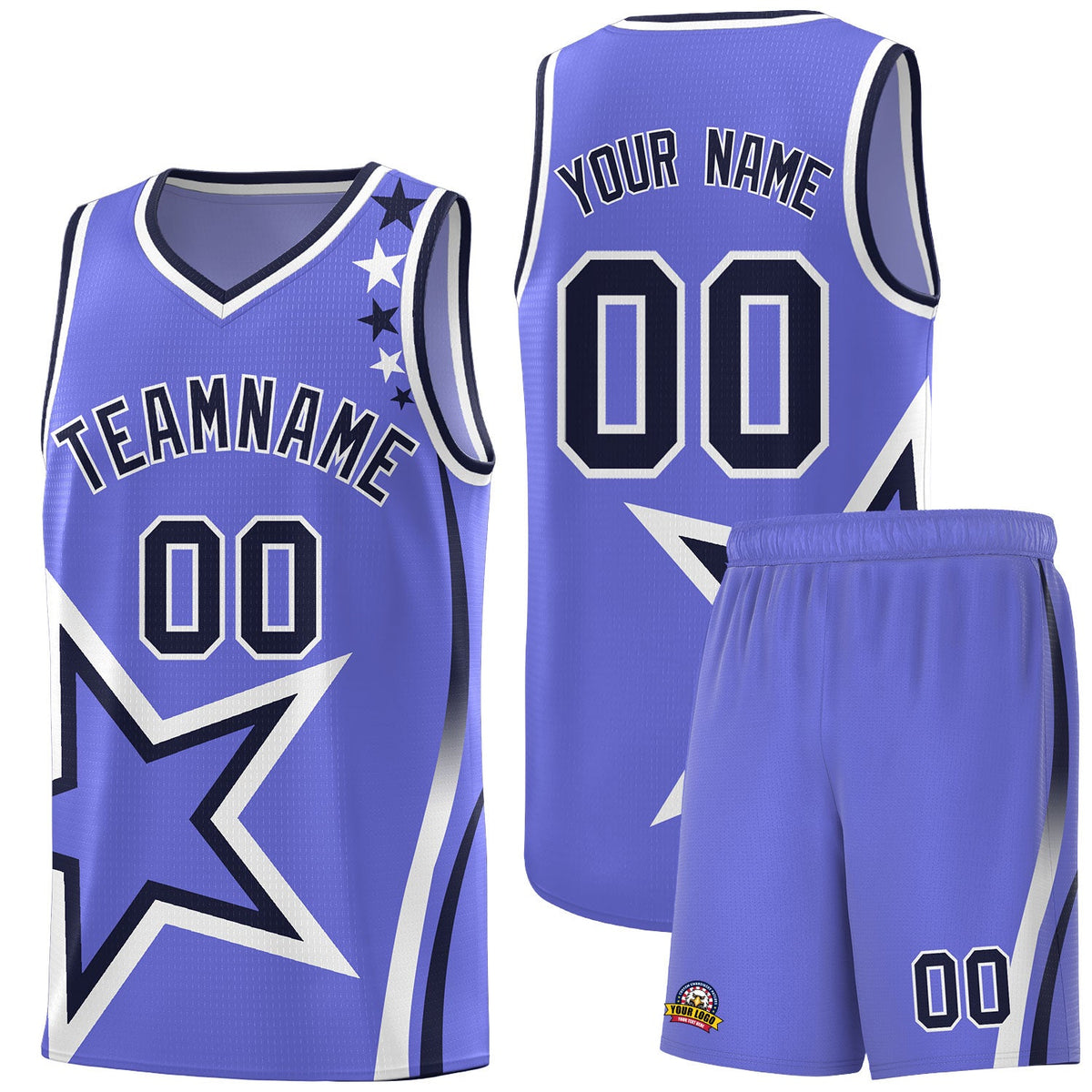 Custom Purple Shoulder Stars Graffiti Pattern Sets Basketball Jersey