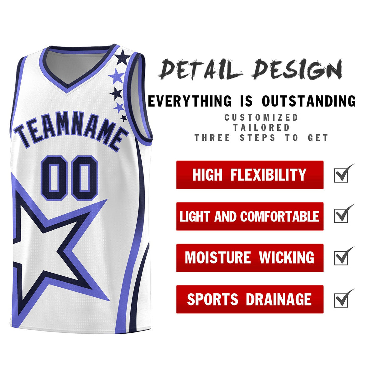 Custom White Shoulder Stars Graffiti Pattern Sets Basketball Jersey