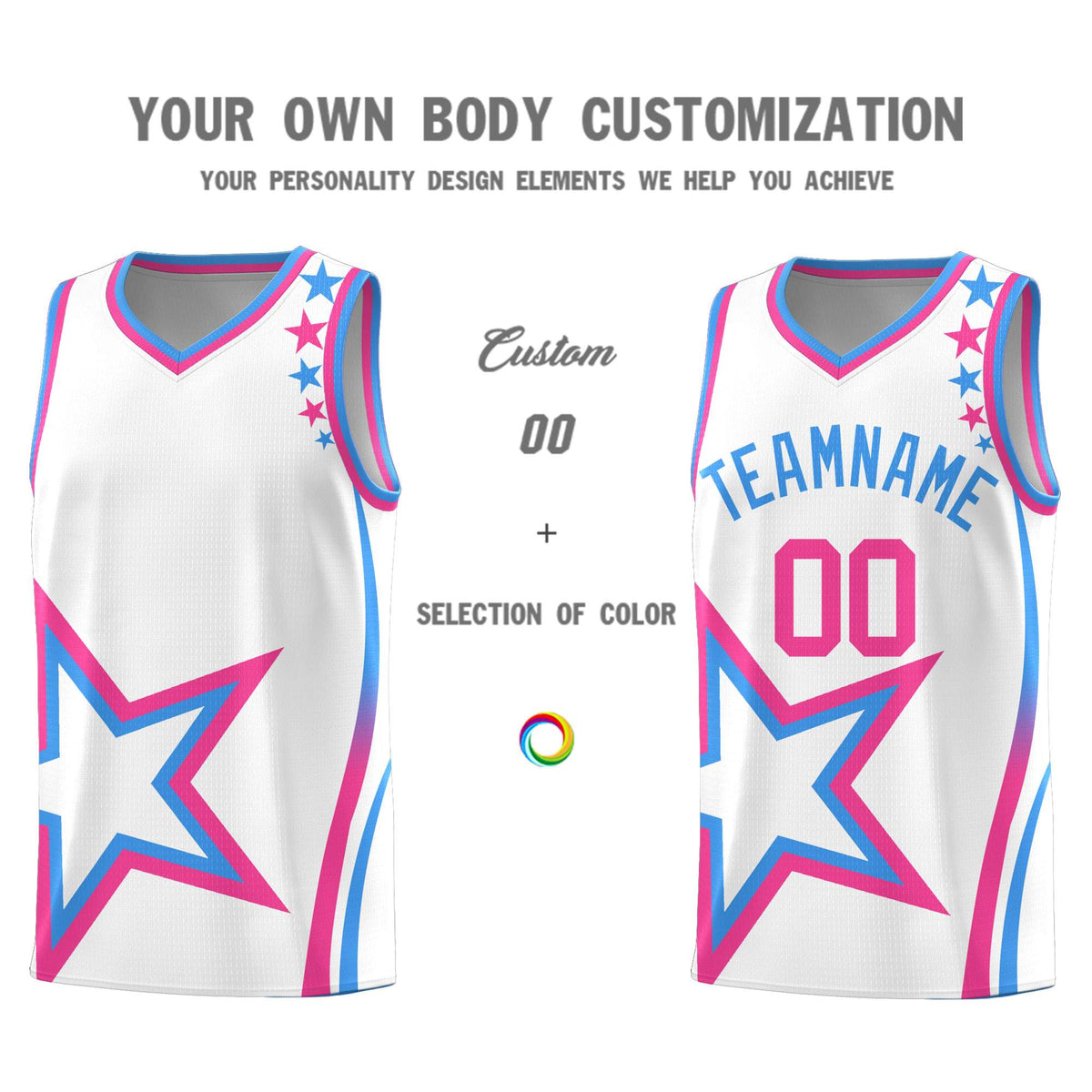 Custom White Shoulder Stars Graffiti Pattern Sets Basketball Jersey
