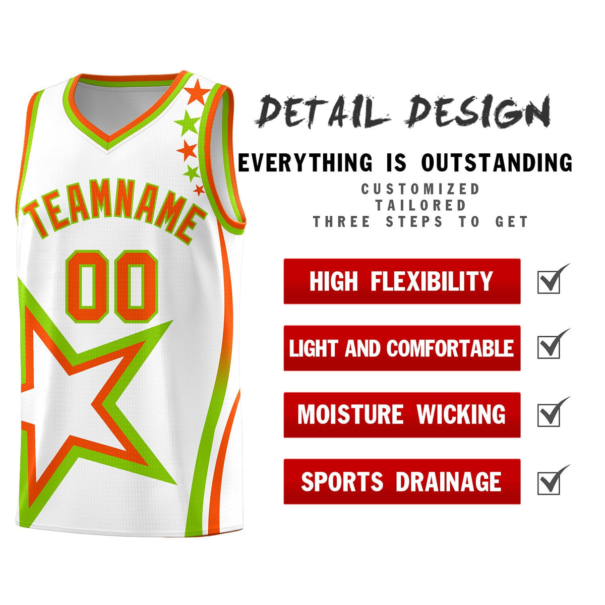 Custom White Shoulder Stars Graffiti Pattern Sets Basketball Jersey