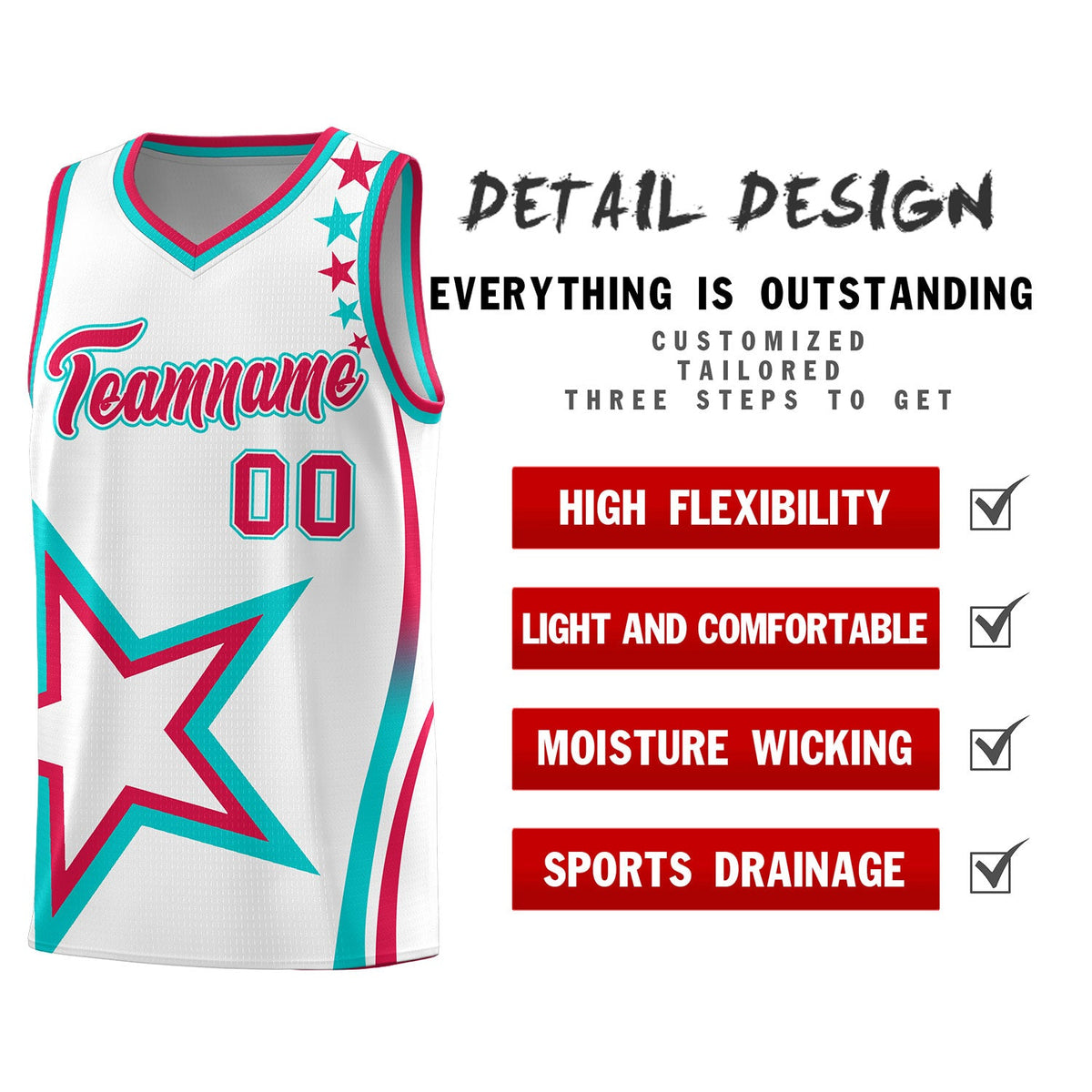 Custom White Shoulder Stars Graffiti Pattern Sets Basketball Jersey