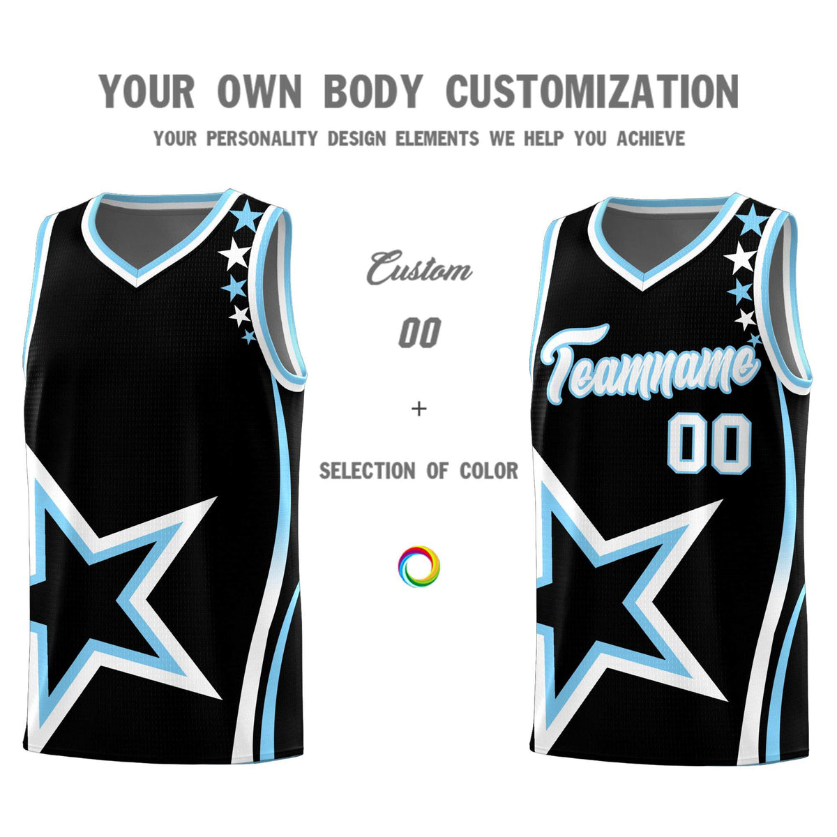 Custom Black Shoulder Stars Graffiti Pattern Sets Basketball Jersey
