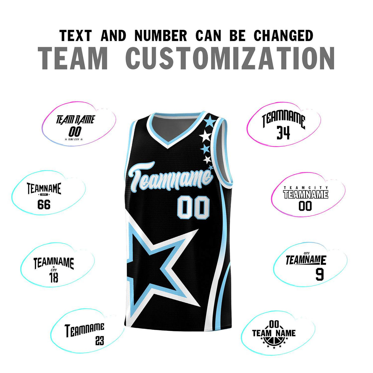 Custom Black Shoulder Stars Graffiti Pattern Sets Basketball Jersey