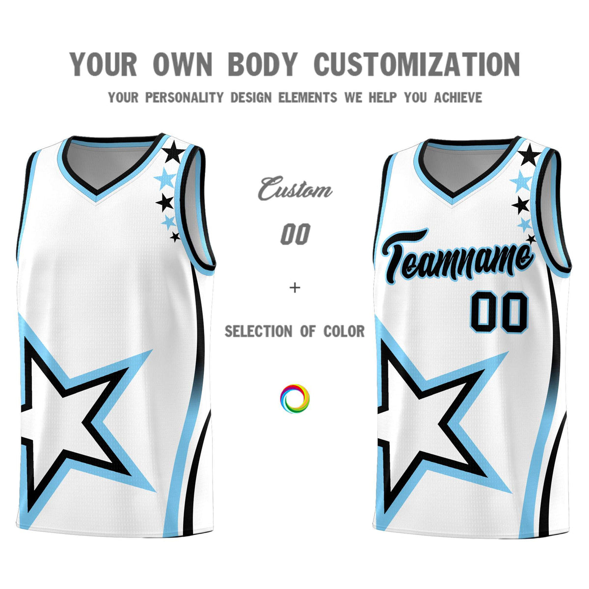 Custom White Shoulder Stars Graffiti Pattern Sets Basketball Jersey